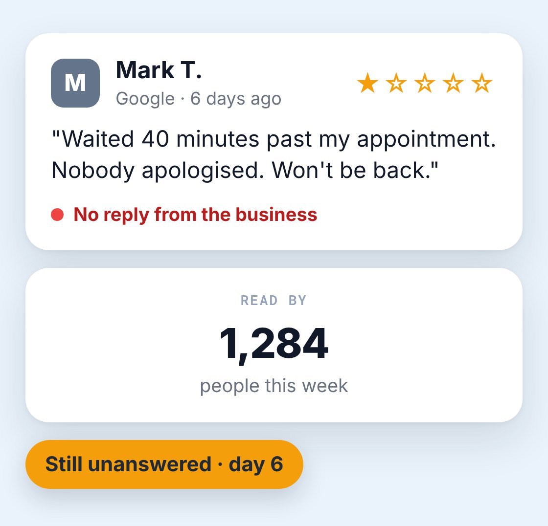 An unanswered one-star review that people keep reading